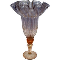 Murano Tall Flair Vase; Gold Speckled