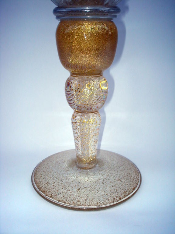 Murano Tall Flair Vase; Gold Speckled