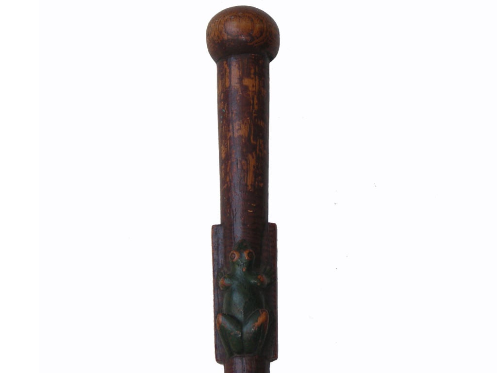 19th Century Walking Cane With Frogs and Lizards