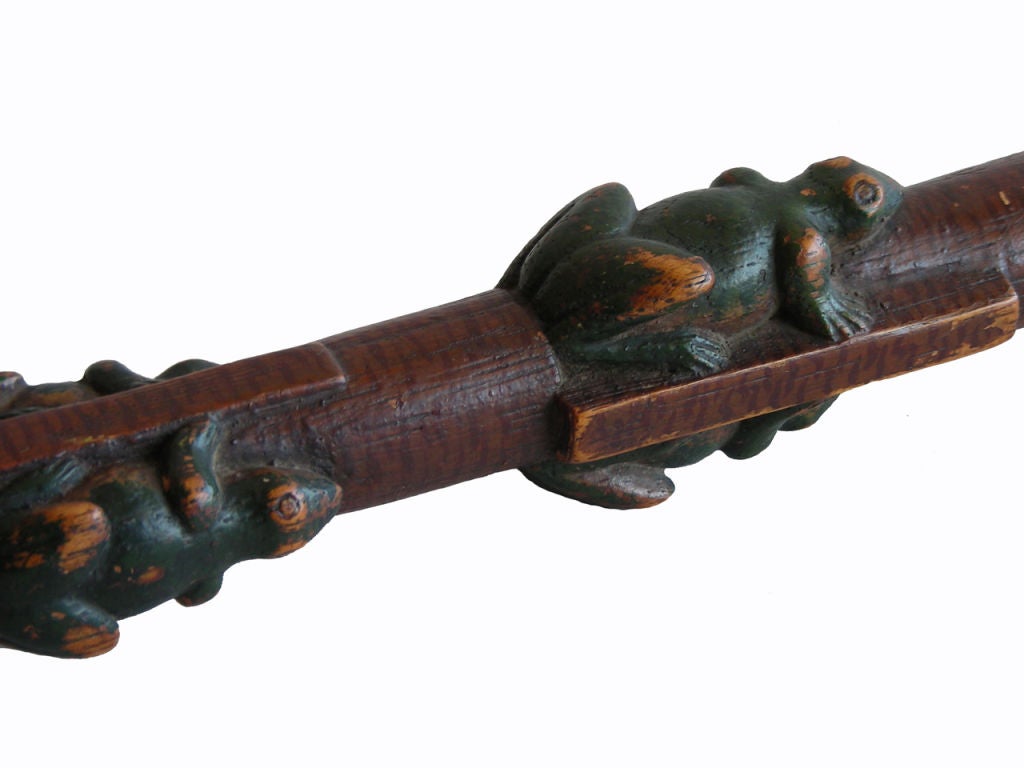 Folk Art Walking Cane With Frogs and Lizards