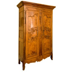 Antique French Walnut, Burr Elm, and Oak Armoire