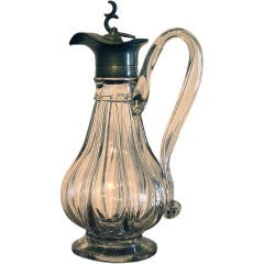 Pillar Molded Syrup Jug with Pewter Top, circa 1840