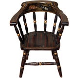 Mid 19th c. Decorated Child's Chair with Charming Harbor Scene