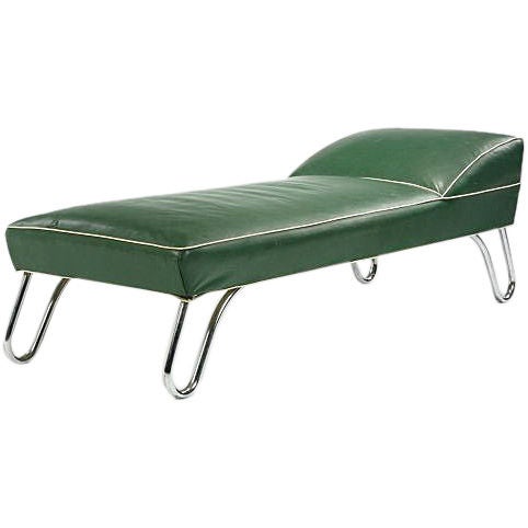 A vinyl  and Chrome Platted Steel Lounge Lloyd Loom For Sale
