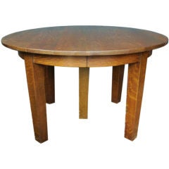 Mission Oak Round Dining Table By Gustav Stickley