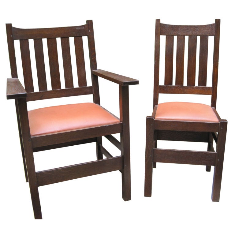 Set of six Mission  Dining Room Chairs by J.M. Young For Sale