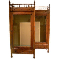 Pair of Single Doored Faux Bamboo Victorian Armoires