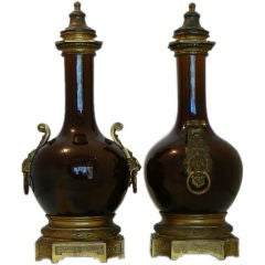 Pair of Chines Porcelain Vases with French Ormolu Mounts