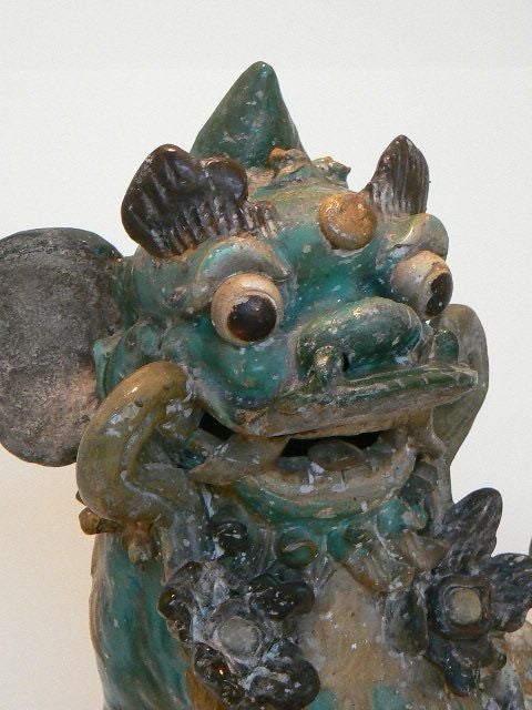Turquoise Chinese Ming Foo Lion Roof Tile