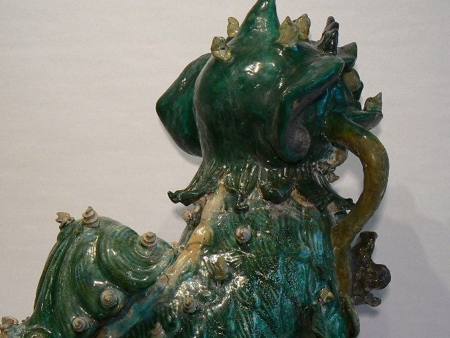 18th Century and Earlier Ming Roof Tile Foo Lion