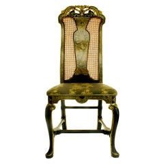 A fine set of six George I black and gilt-Japanned dining-chairs