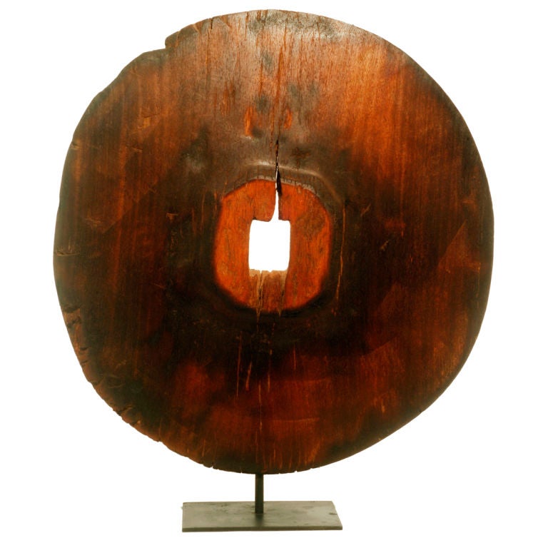 An Indonesian Cartcart Wheel In Teak Wood, Late 18th Century. For Sale