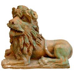 Pair of Louis XIV Style Terra Cotta Lions