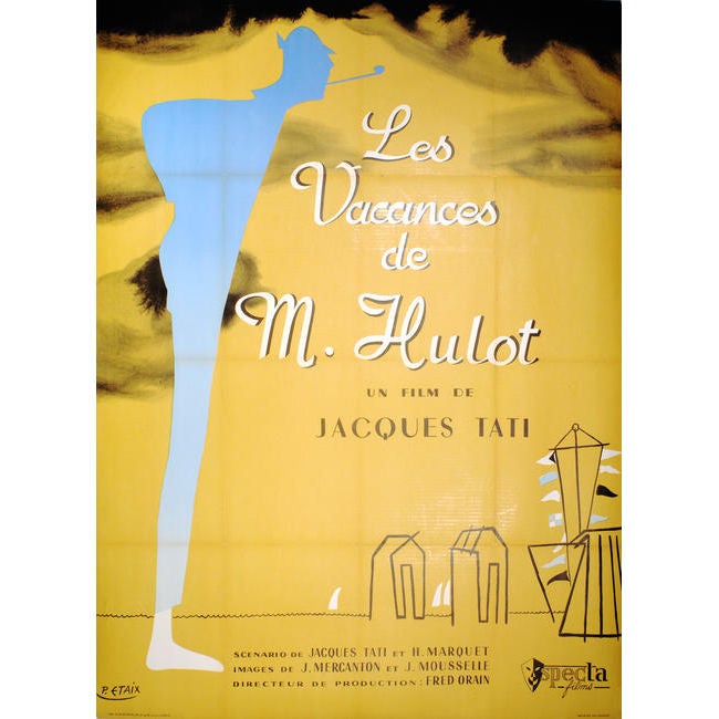 Large Size Movie Poster by Jacques Tati, "Les Vacances de M. Hulot" For Sale