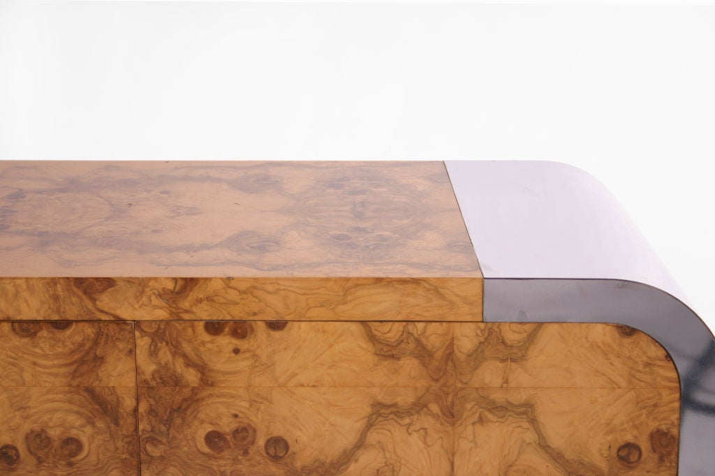 Wonderful burlwood consol table by Milo Baughman c. 1950