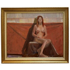 Classic Oil Painting of a Seated Female Nude 2