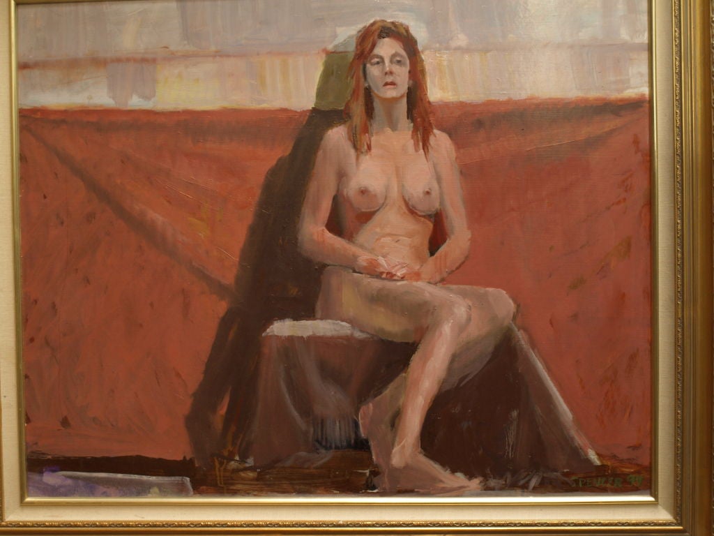 Classic Oil Painting of a Seated Female Nude For Sale 1