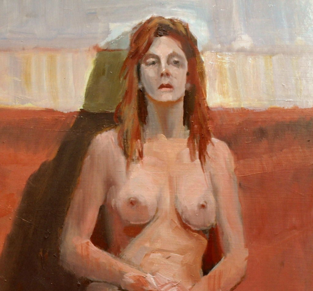 20th Century Classic Oil Painting of a Seated Female Nude For Sale
