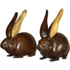 Pair of Bronze Rabbits