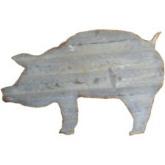 Vintage Metal Cut-Out of a Pig