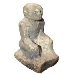 Ancient Carved Stone Seated Figure from Indonesia