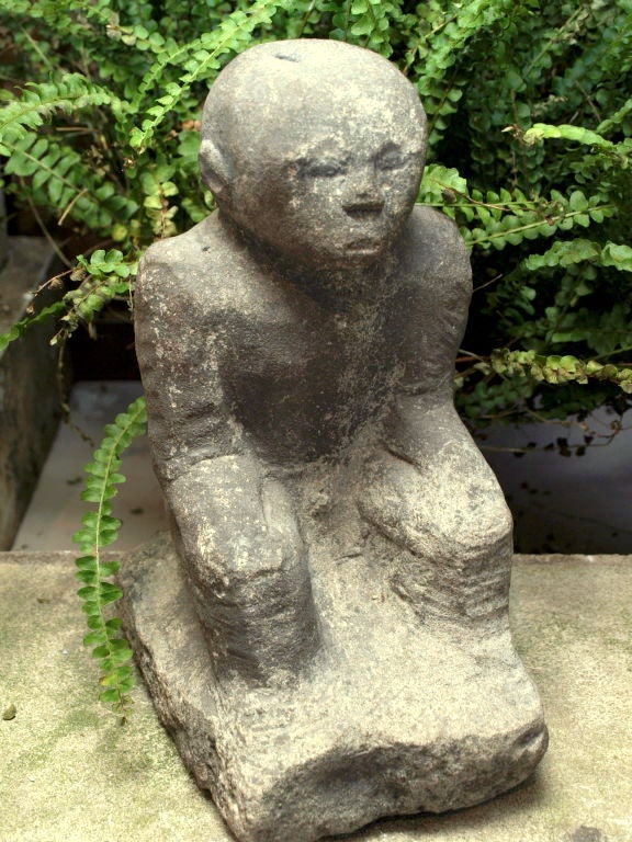 Ancient Carved Stone Seated Figure from Indonesia