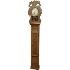 Empire Carved Oak Tall Case Clock, c. 1800