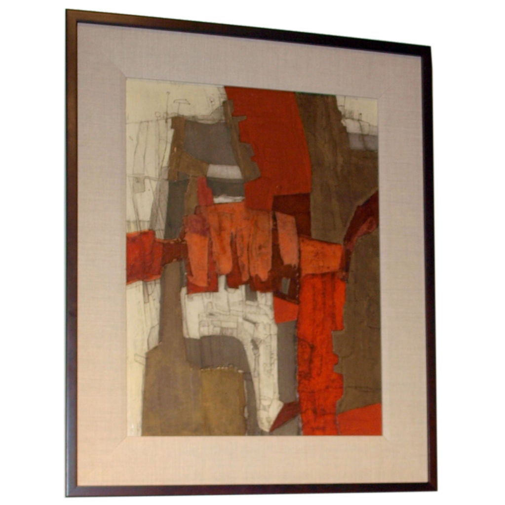 Original Abstract Oil Collage by artist: Ida Ozonoff