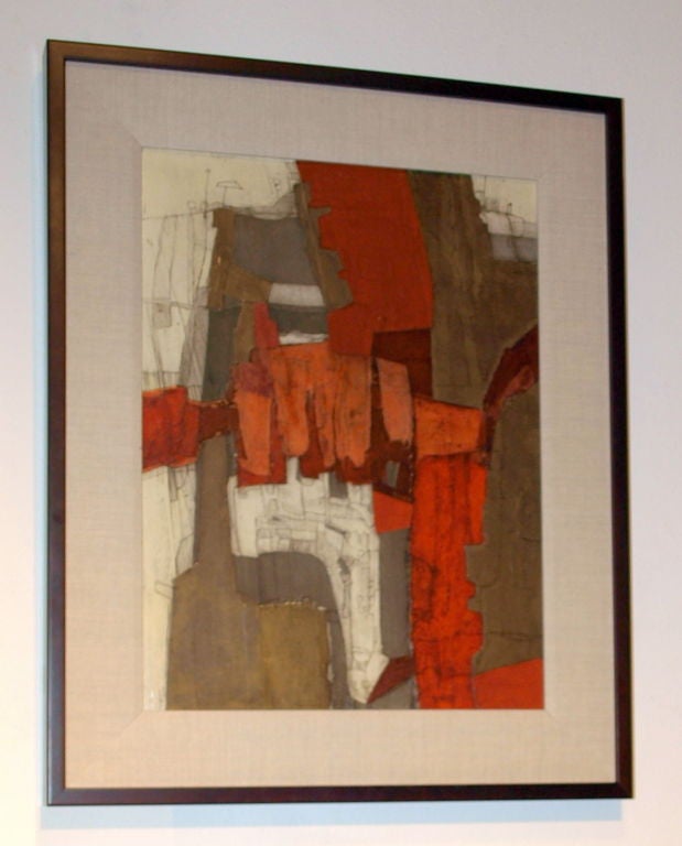 American Original Abstract Oil Collage by artist: Ida Ozonoff