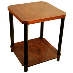 French Art Deco Walnut and Satin Wood Side Table