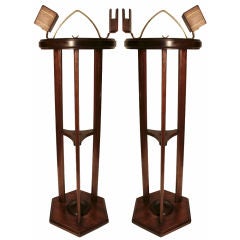 Antique Pair of English Solid Mahogany Cigar Stands