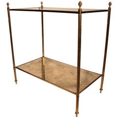 French Art Deco Brass and Glass Side Table
