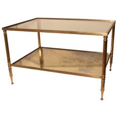 French Art Deco Brass and Glass Side Table