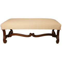 French Louis XIV Style Solid Walnut Bench