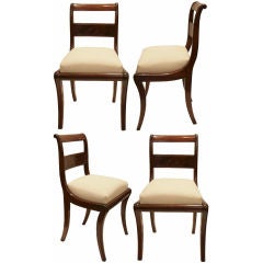 Set of Four French Empire Period Solid Mahogany Chairs