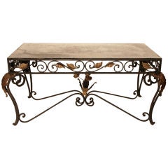 French Forged Iron and Glass Coffee Table