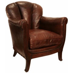 French Art Deco Period Leather Club Chair