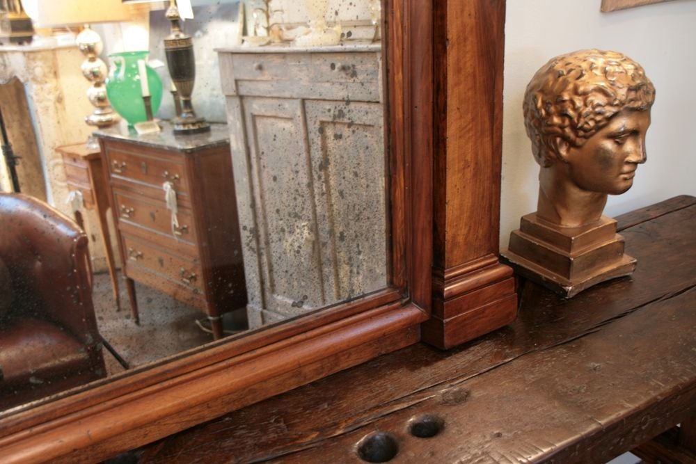 French Directoire Period Solid Walnut Mirror 4