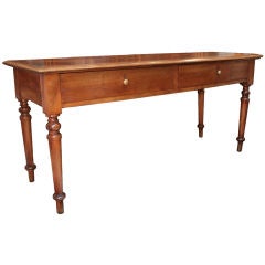 French Antique Solid Walnut Console Table
