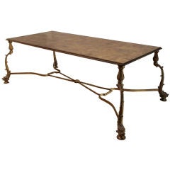 French Vintage Gilded Bronze Coffee Table