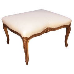 Antique French Louis XV Style Gold Leafed Ottoman