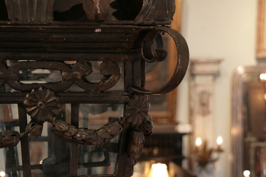 Pair of French Antique Forged Iron Lanterns 1