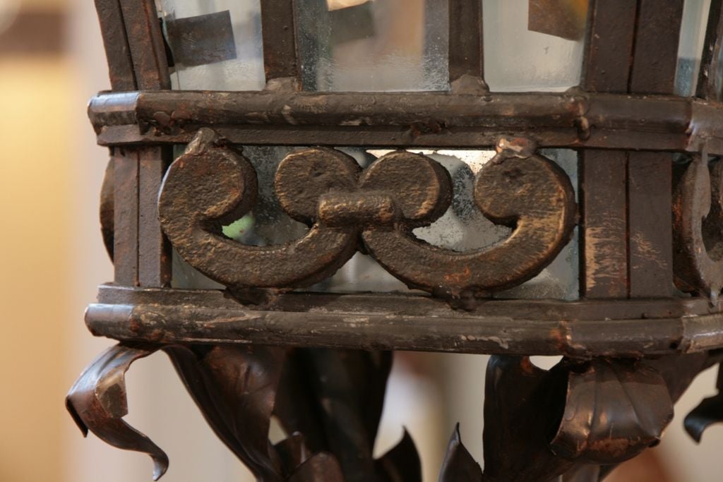 Pair of French Antique Forged Iron Lanterns 3