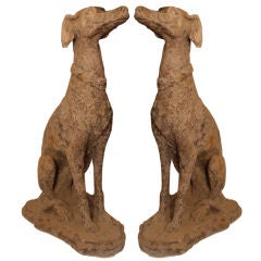 Pair of French Stone Dog Statues