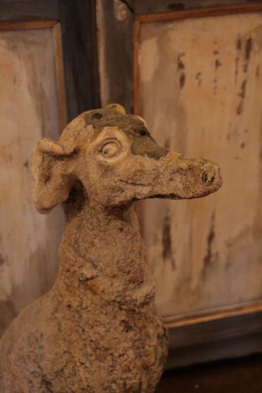 Pair of French Stone Dog Statues