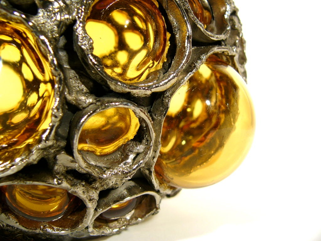 Italian 50's Fused Metal & Blown Glass Vase by Marcello Fantoni 2