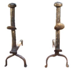 "Chenets" Andirons set with Shell Detail