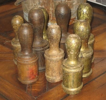 Vintage wooden candlabra remnants from Italy dating back to the 1770's.  Remnants are carved from wood and covered in a gold gilt and paint.(Each sold separately)
Small: $250
Medium: $300
Large: $350