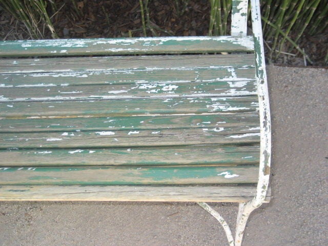 French Green Slatted Garden Bench