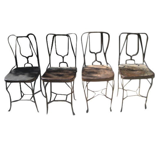 Vintage Recycled Iron "Champagne" School Chairs